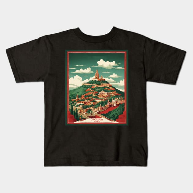 Cholula Puebla Mexico Tourism Travel Vintage Kids T-Shirt by TravelersGems